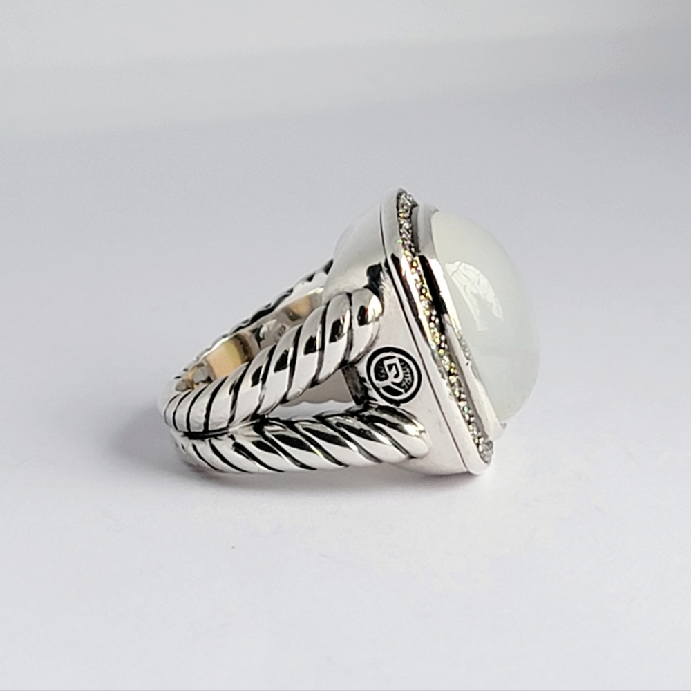 David Yurman Albion 17mm Moonstone Diamond Moonlight Ice Ring - Picture 5 of 9